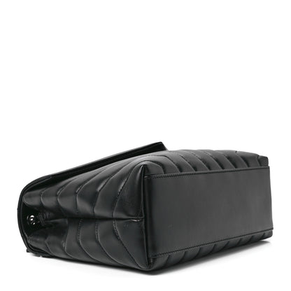 Saint Laurent Calfskin Y Quilted Monogram Monochrome Small Loulou Chain Satchel Black 4 of 12