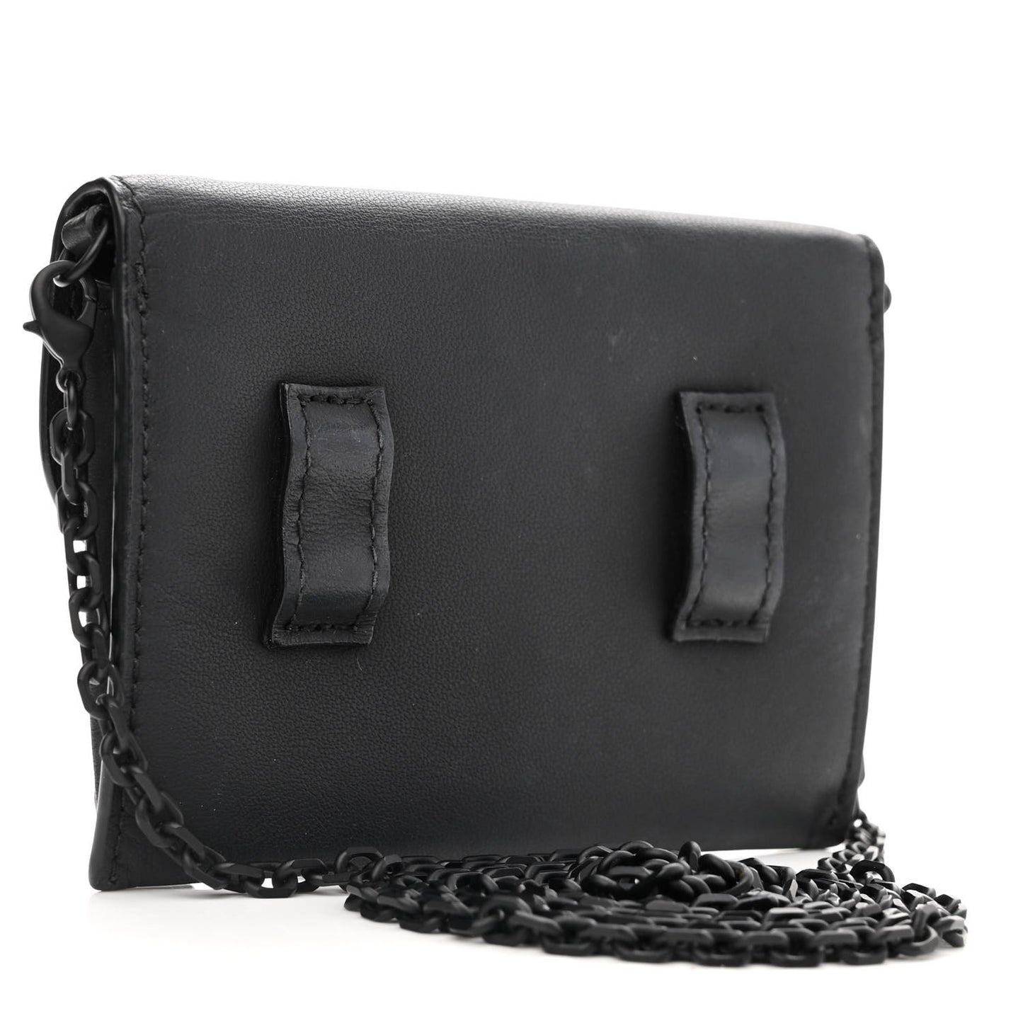 Ultra Matte Calfskin Nano Saddle Chain Pouch Black