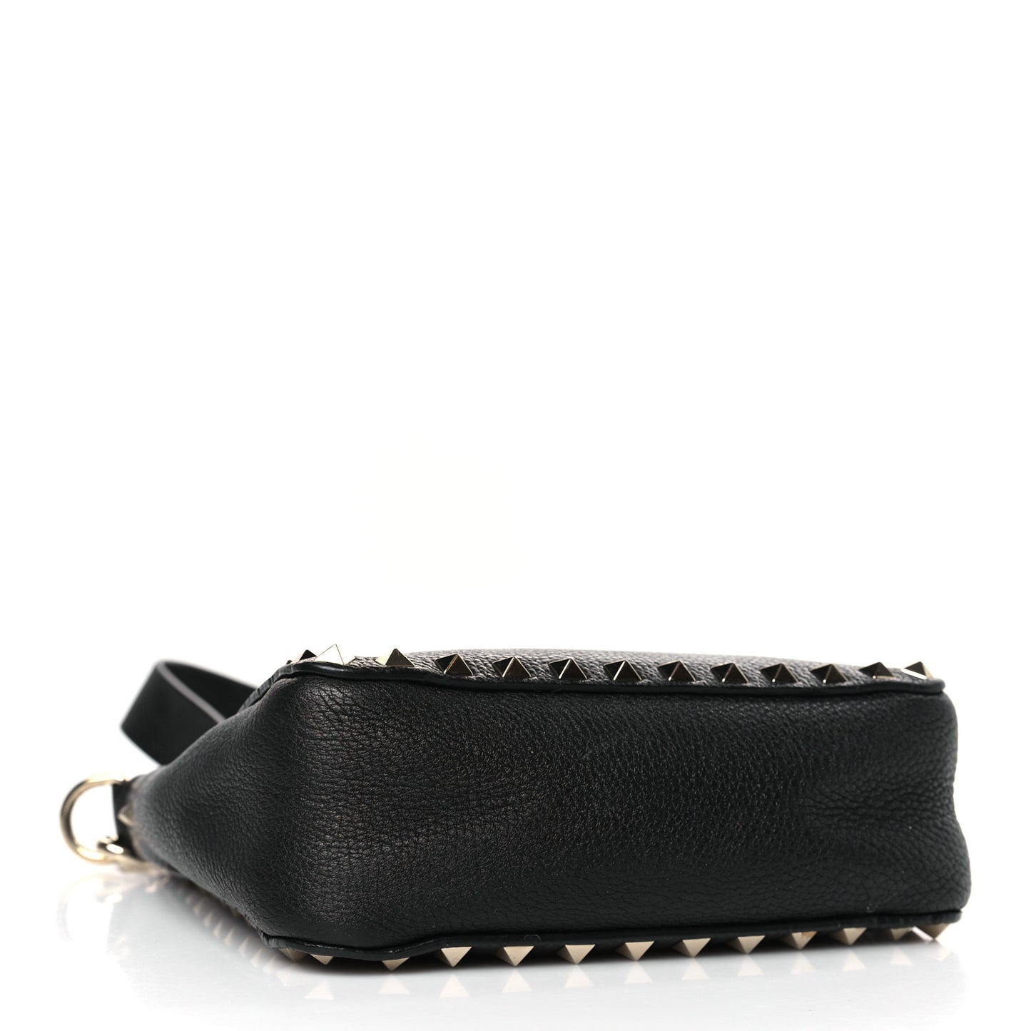 Pebbled Calfskin Mini Rockstud Flip-Lock Messenger Bag Black