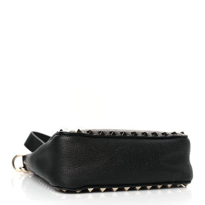 Valentino Garavani Pebbled Calfskin Mini Rockstud Flip-Lock Messenger Bag Black 4 of 8