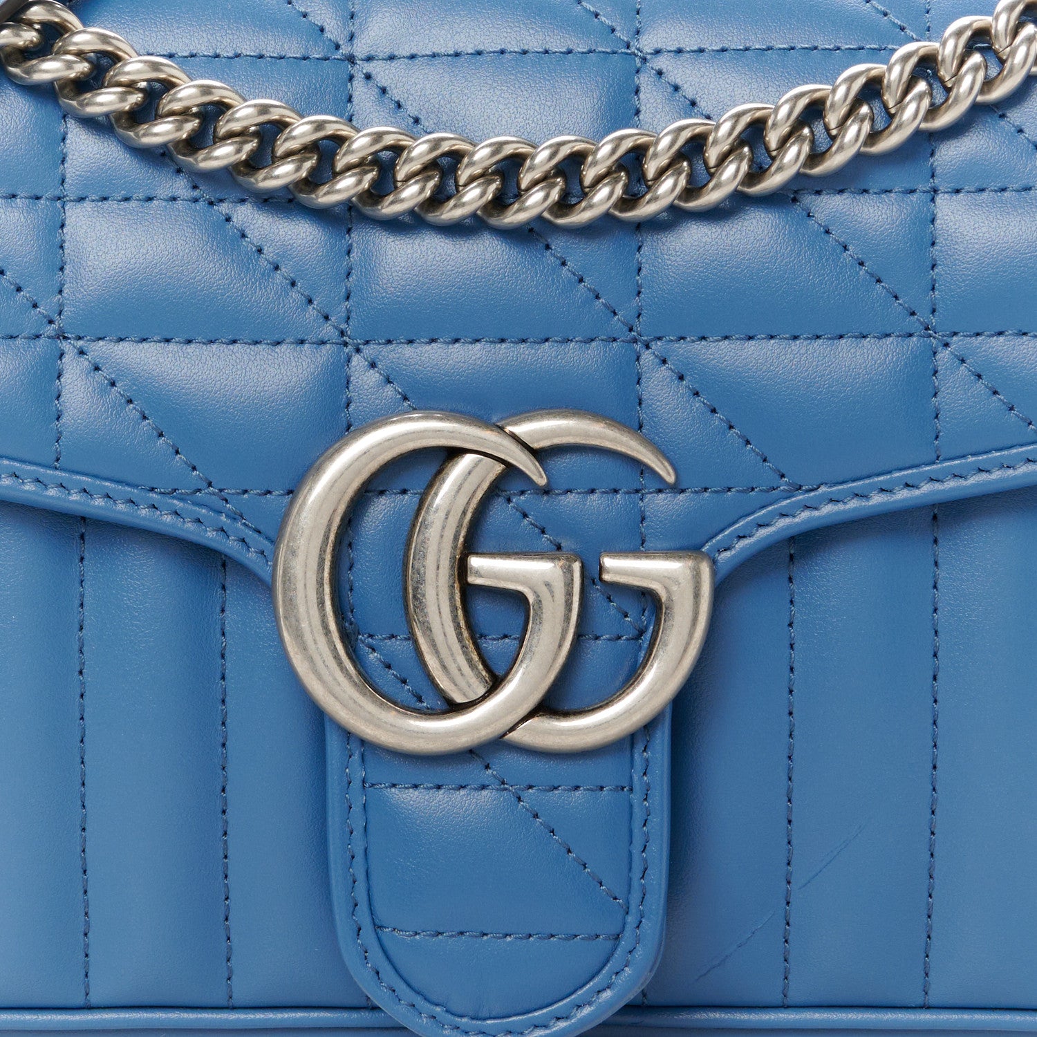 Gucci Calfskin Matelasse Aria Small GG Marmont Shoulder Bag Clear Blue 9 of 11