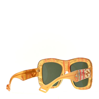 Gucci Acetate Crystal Square Frame Sunglasses GG0498S Yellow 4 of 7