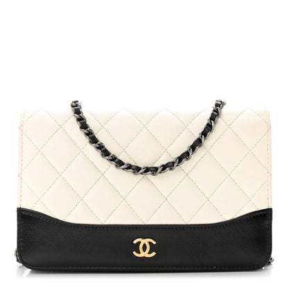 Chanel Aged Calfskin Quilted Gabrielle Wallet On Chain WOC White Black 1 of 14