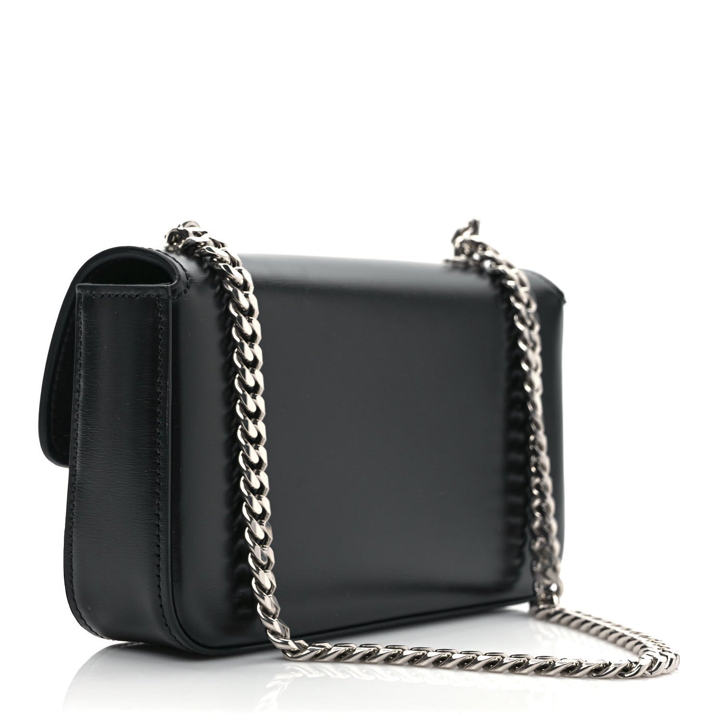 Shiny Calfskin Triomphe Chain Shoulder Bag Black