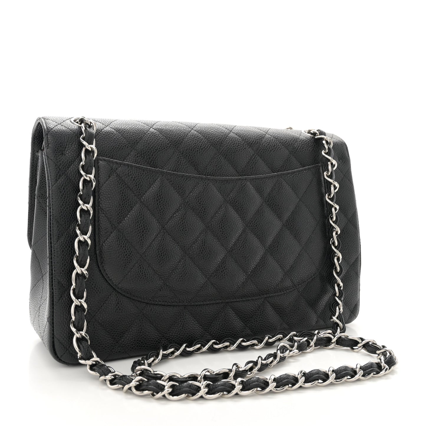 Caviar Quilted Jumbo Double Flap Black