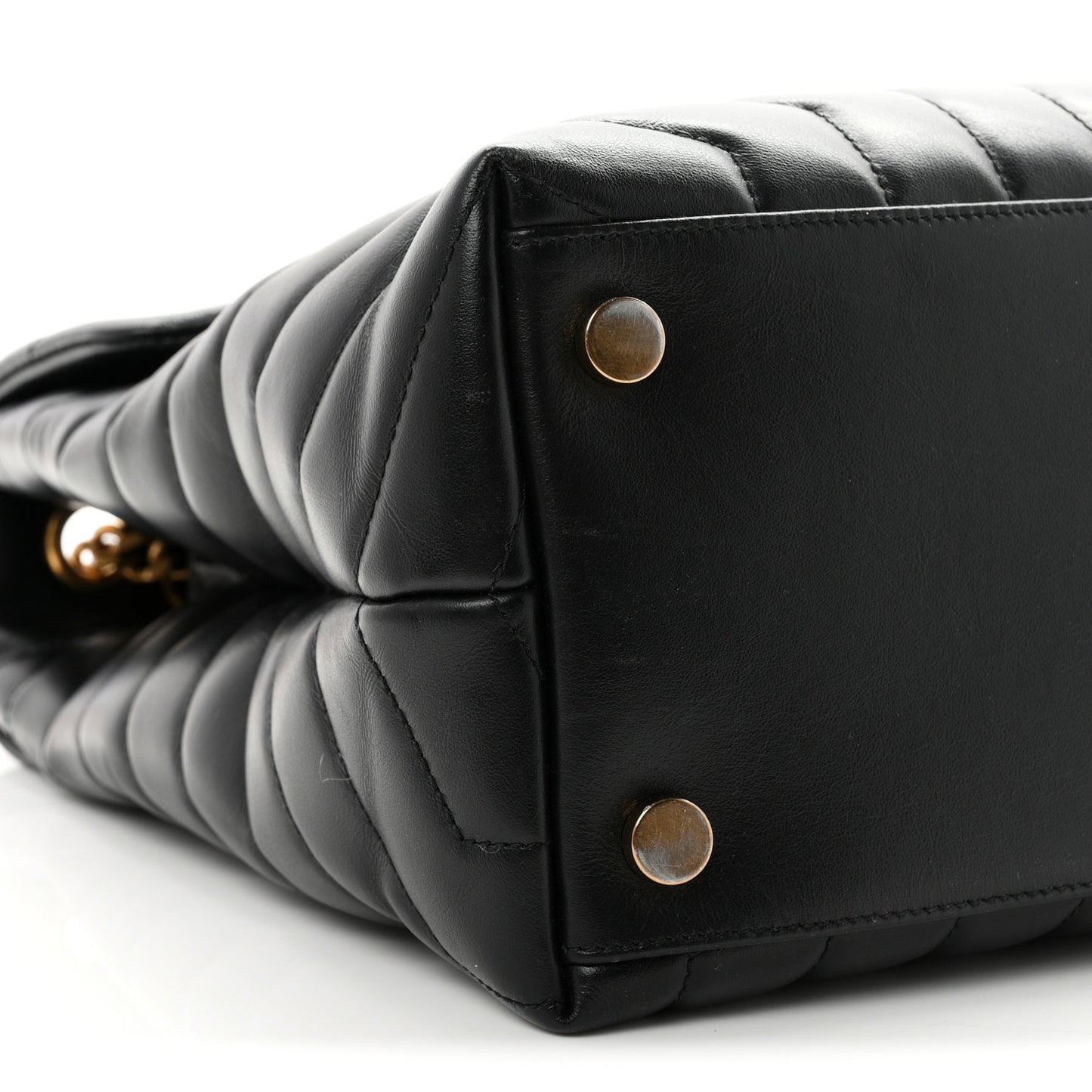 Calfskin Y Quilted Monogram Large Loulou Chain Satchel Black