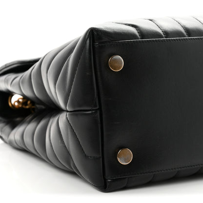 Saint Laurent Calfskin Y Quilted Monogram Large Loulou Chain Satchel Black 9 of 10