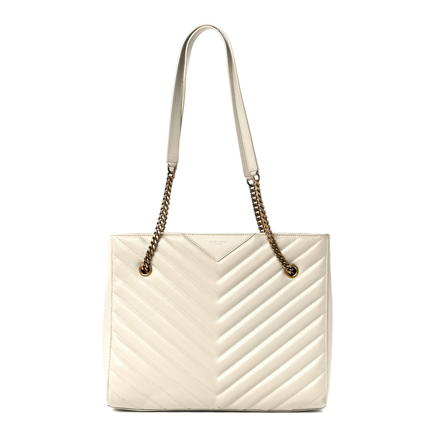 Grain de Poudre Matelasse Chevron Medium Tribeca Shopping Bag Crema Soft