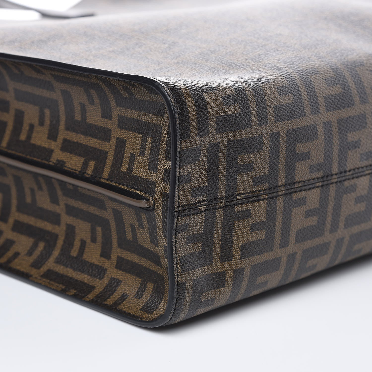 Fendi Zucca Spalmati Vitello Elite Shopping Tote Tobacco Black 8 of 10