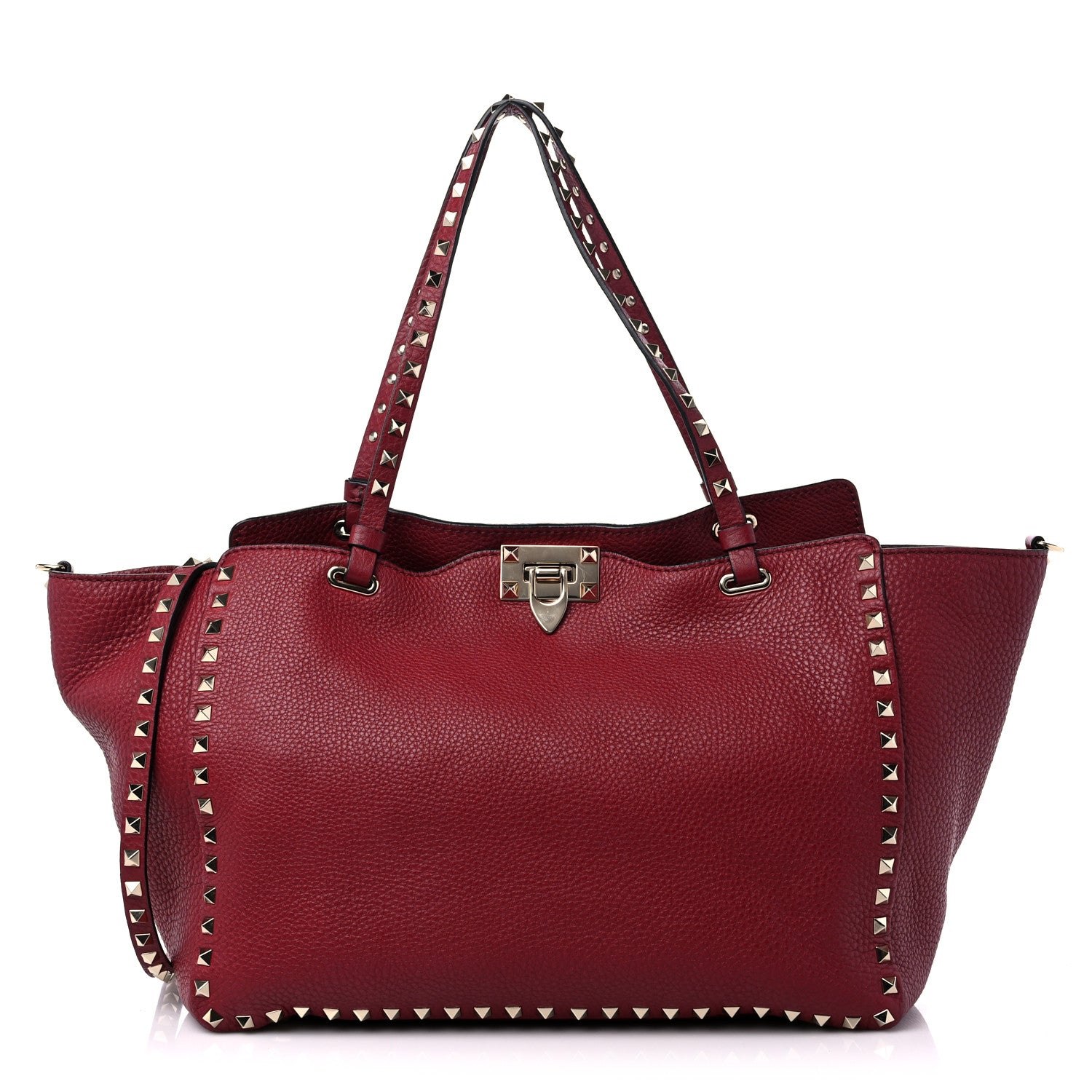 Valentino Garavani Pebbled Calfskin Medium Rockstud Tote Camelia 1 of 9