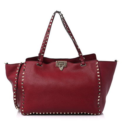 Valentino Garavani Pebbled Calfskin Medium Rockstud Tote Camelia 1 of 9
