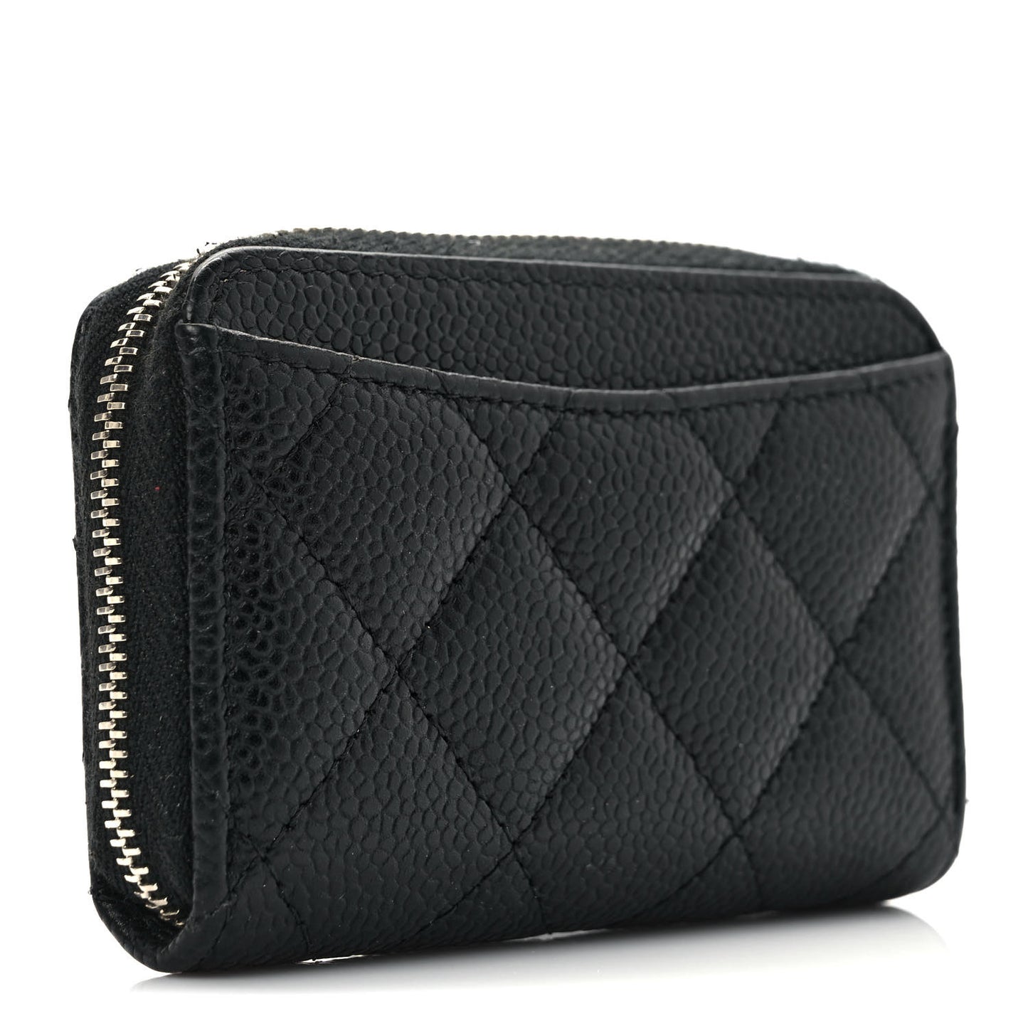 Caviar Quilted Zip Coin Purse Black