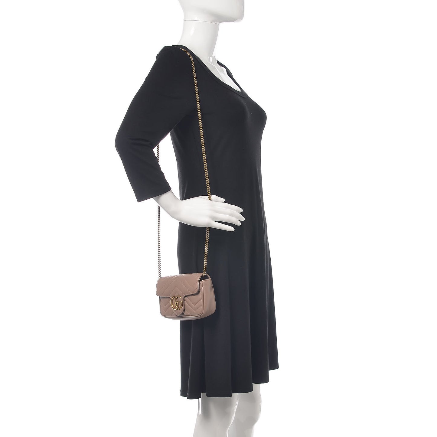 Calfskin Matelasse Super Mini GG Marmont Shoulder Bag Porcelain Rose