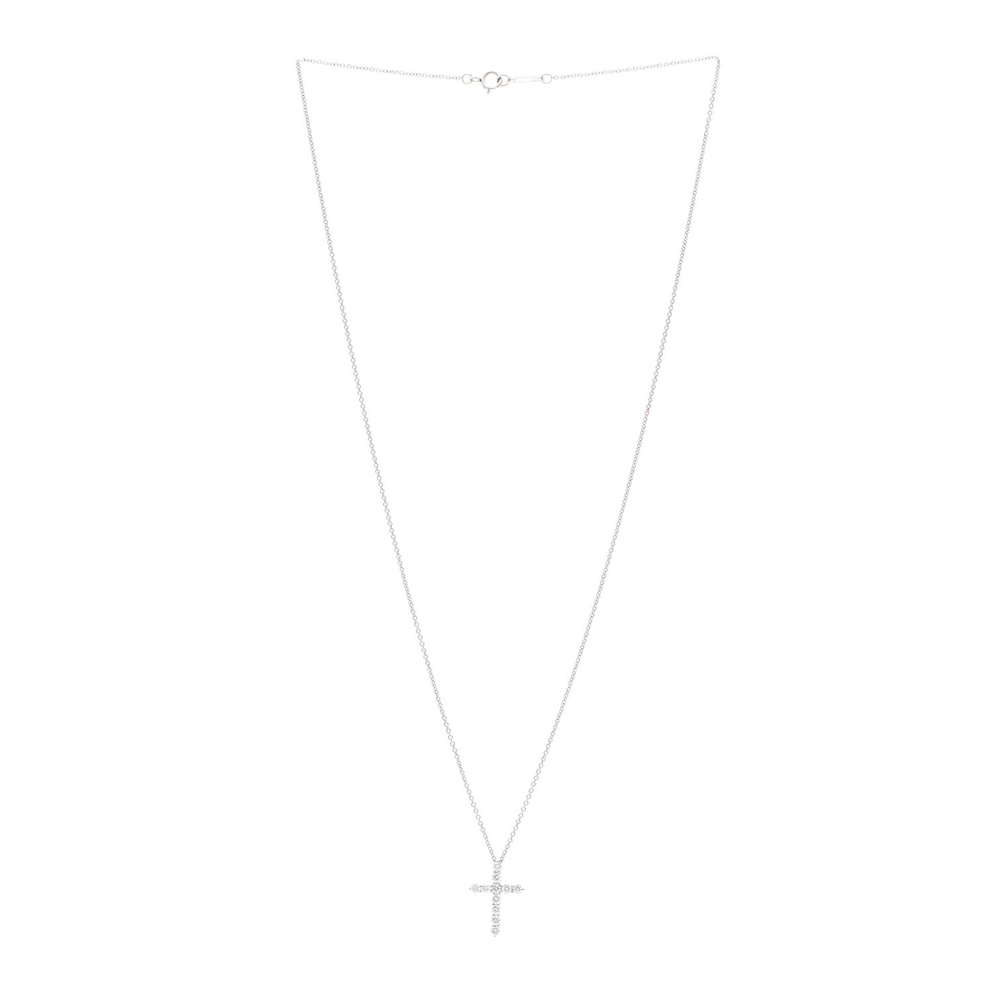Platinum Diamond Small Cross Pendant Necklace