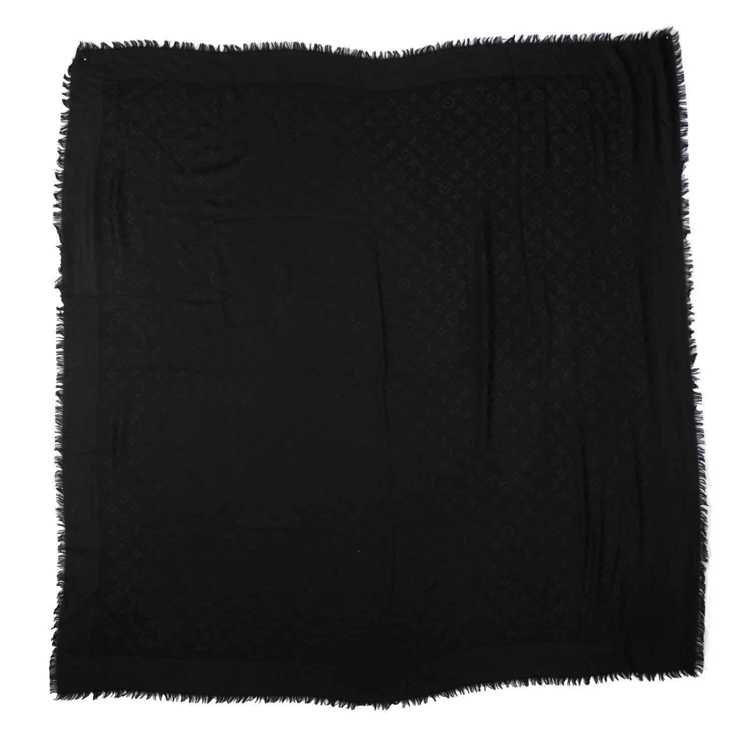 Louis Vuitton Silk Wool Monogram Shawl Black 3 of 5