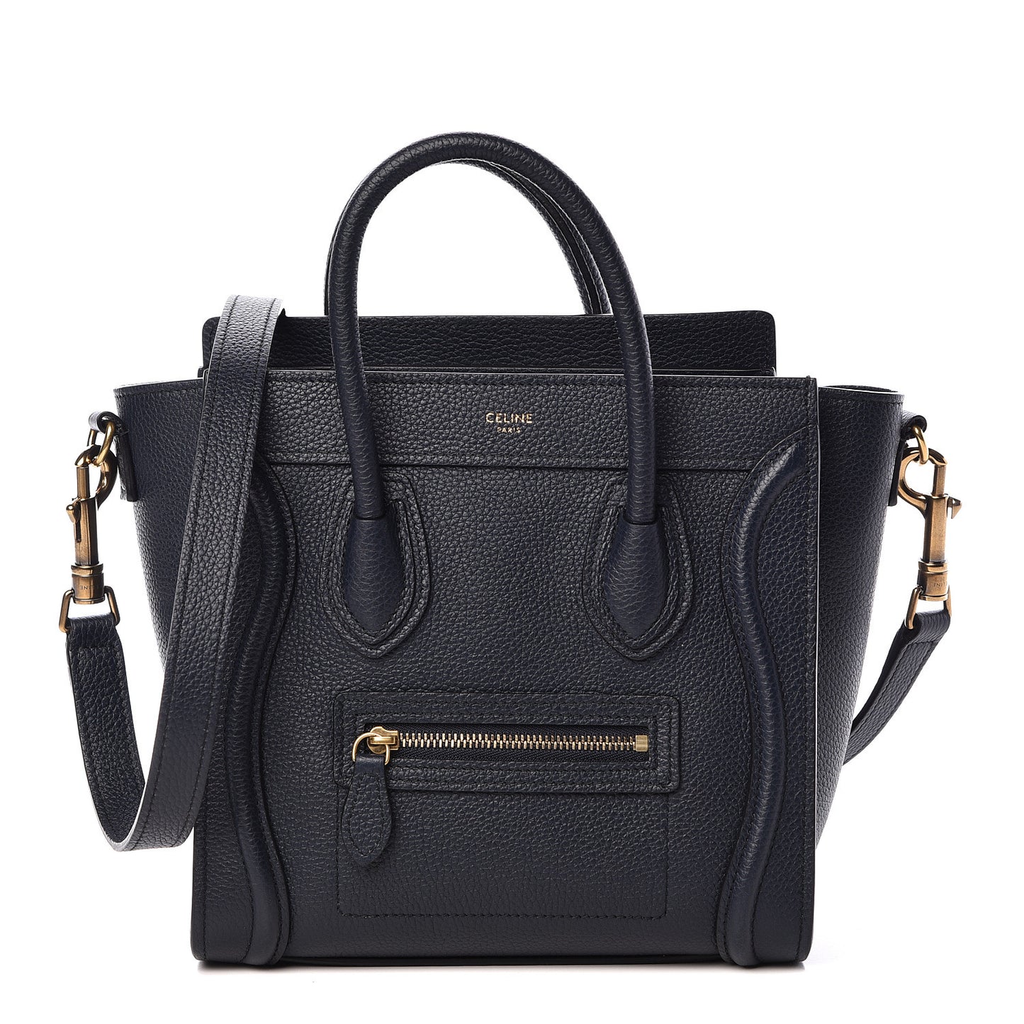 Drummed Calfskin Nano Luggage Midnight