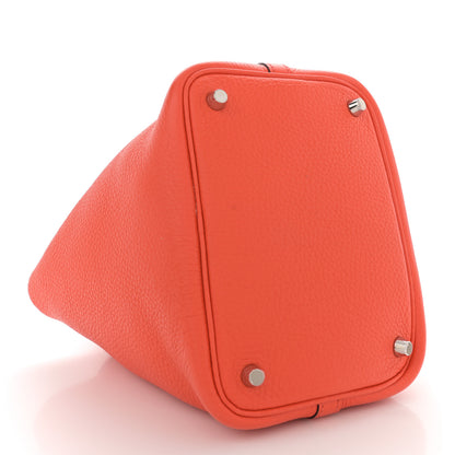 Hermes Taurillon Clemence Swift Eclat Picotin Lock 18 PM Orange Poppy Prune 4 of 10