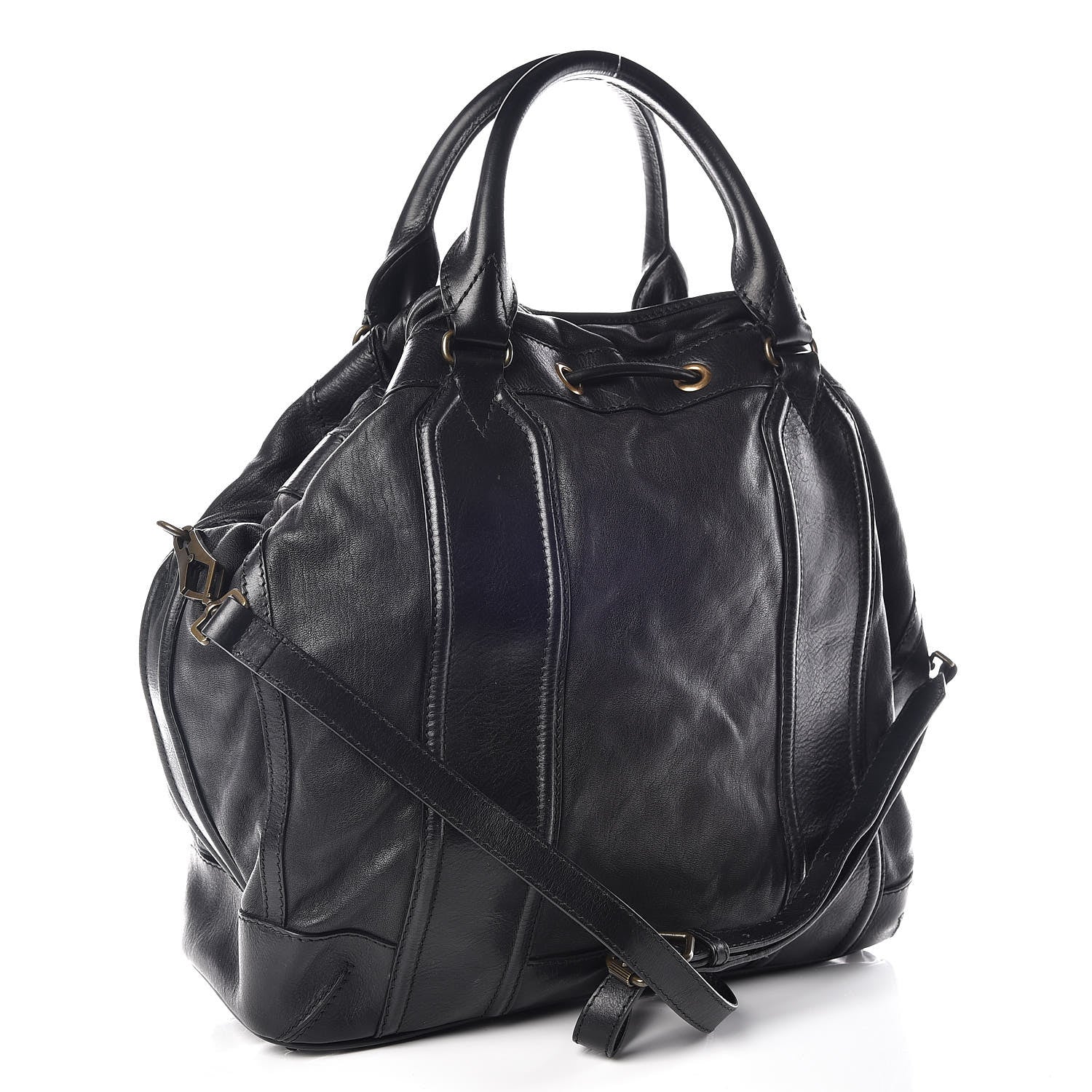 Burberry Grainy Calfskin Tassel Drawstring Shoulder Bag Black 4 of 19