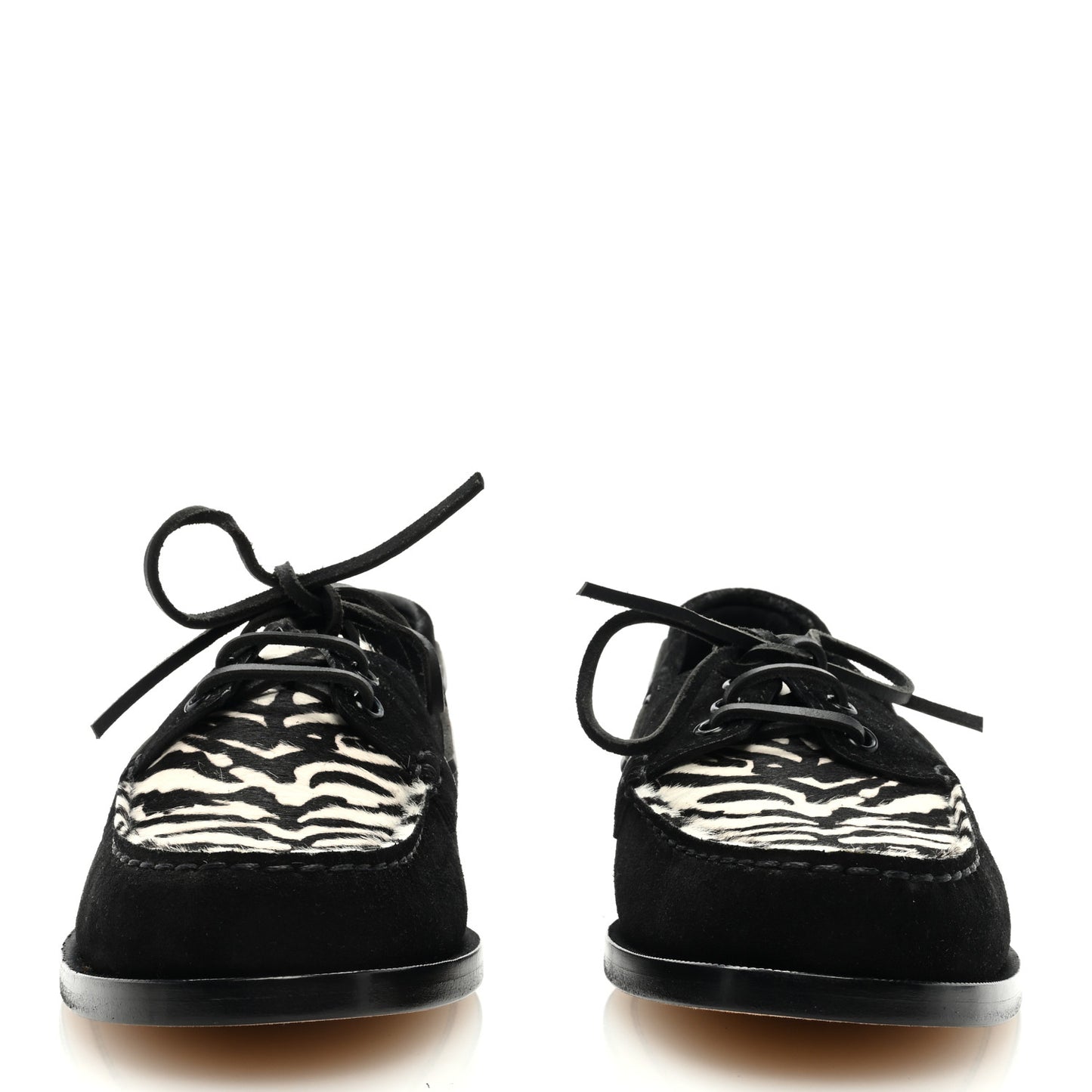 Suede Calf Hair Zebra Penny Loafers 41 Black White