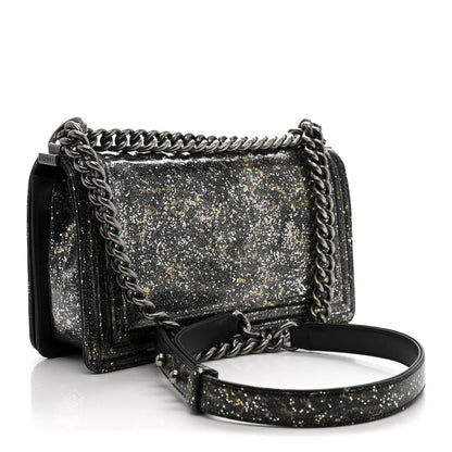 Chanel Glitter Glazed Calfskin Medium Boy Flap Black 2 of 10