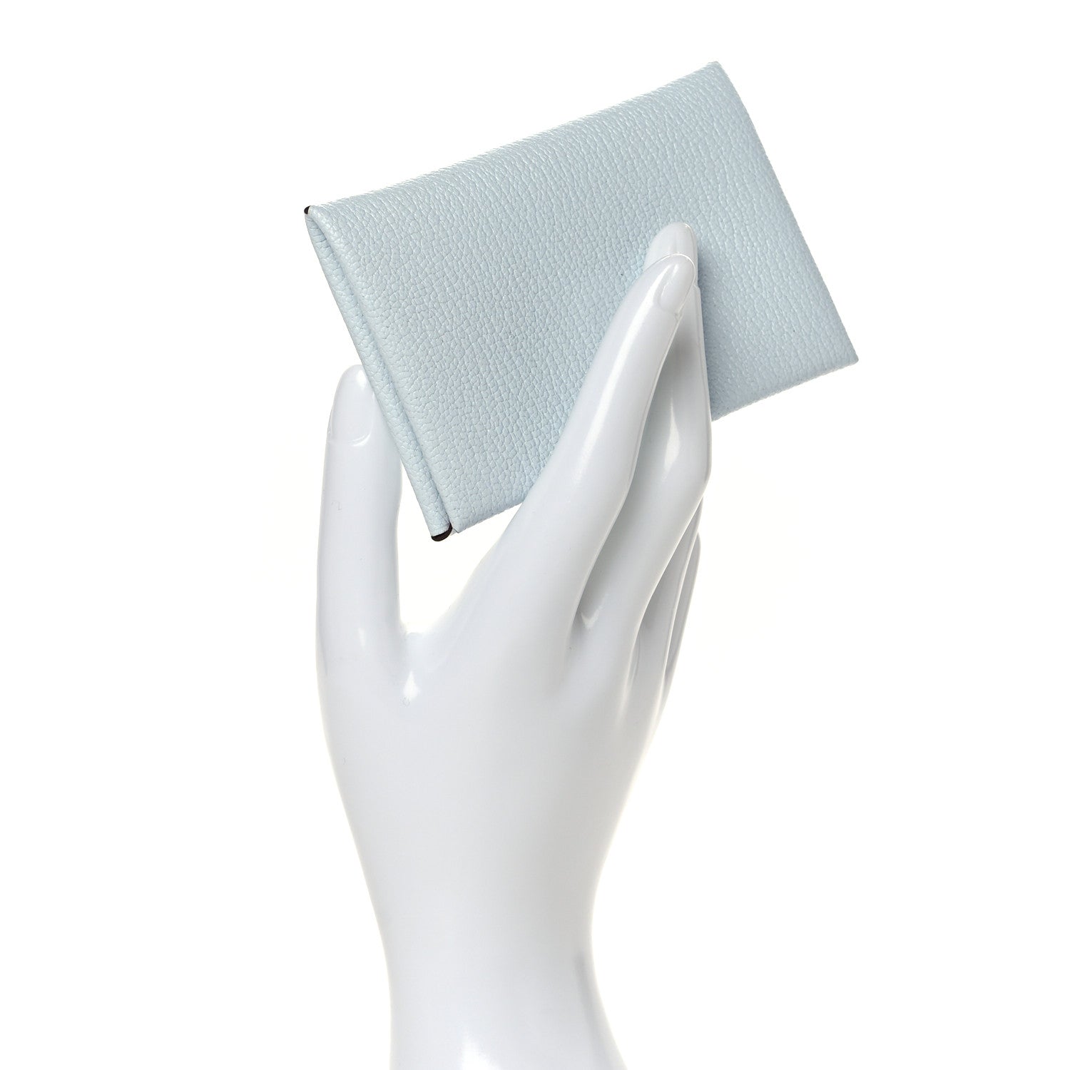 Hermes Chevre Mysore Verso Calvi Card Case Bleu Brume Brique 2 of 8