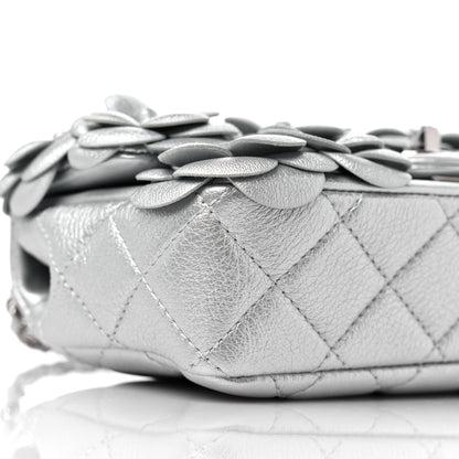 Chanel Metallic Lambskin Quilted Mini Camellia Flap Silver 8 of 9