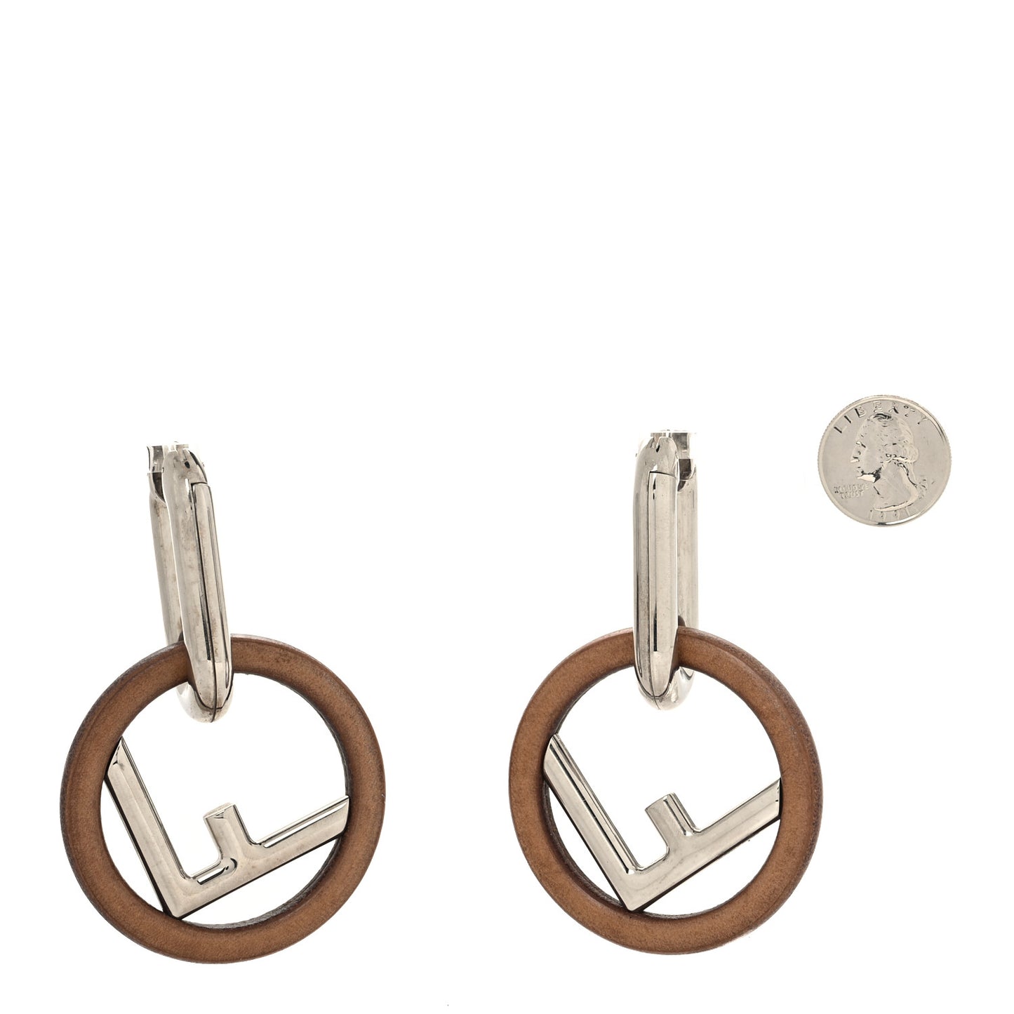 Metal FF Hoop Earrings Silver