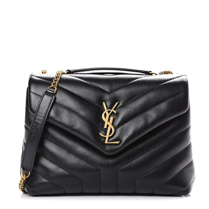 Saint Laurent Calfskin Y Quilted Monogram Small Loulou Chain Satchel Black 1 of 10