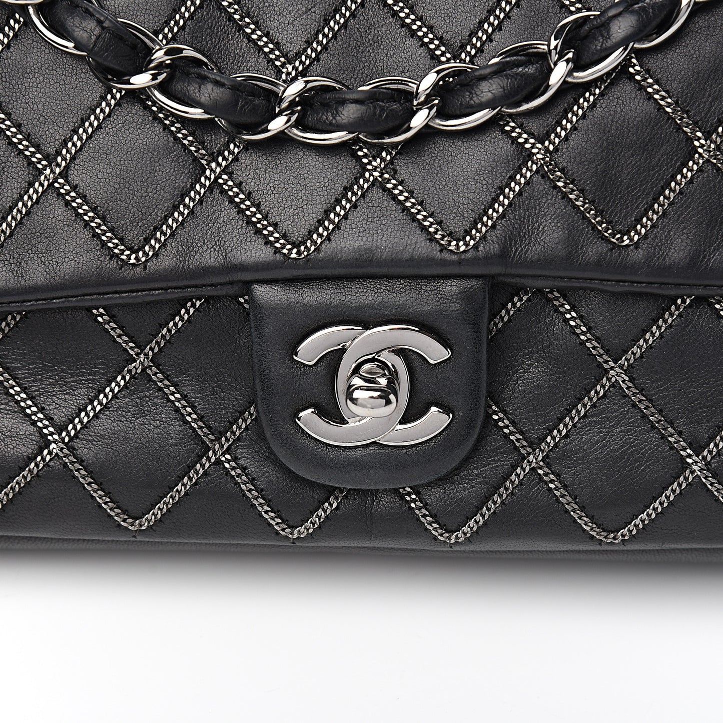 Lambskin Chain Single Flap Black