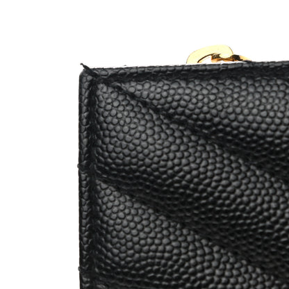 Saint Laurent Grain De Poudre Matelasse Chevron Monogram Zipped Two-Part Wallet Black 7 of 7