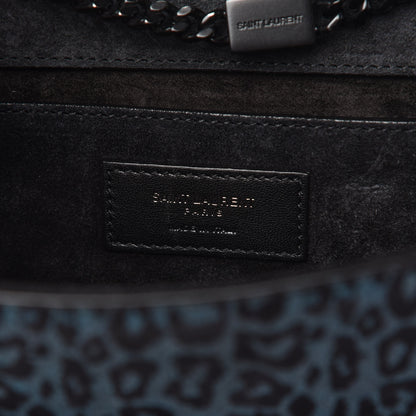 Saint Laurent Glitter Leopard Small Monogram Kate Satchel Blue 8 of 9
