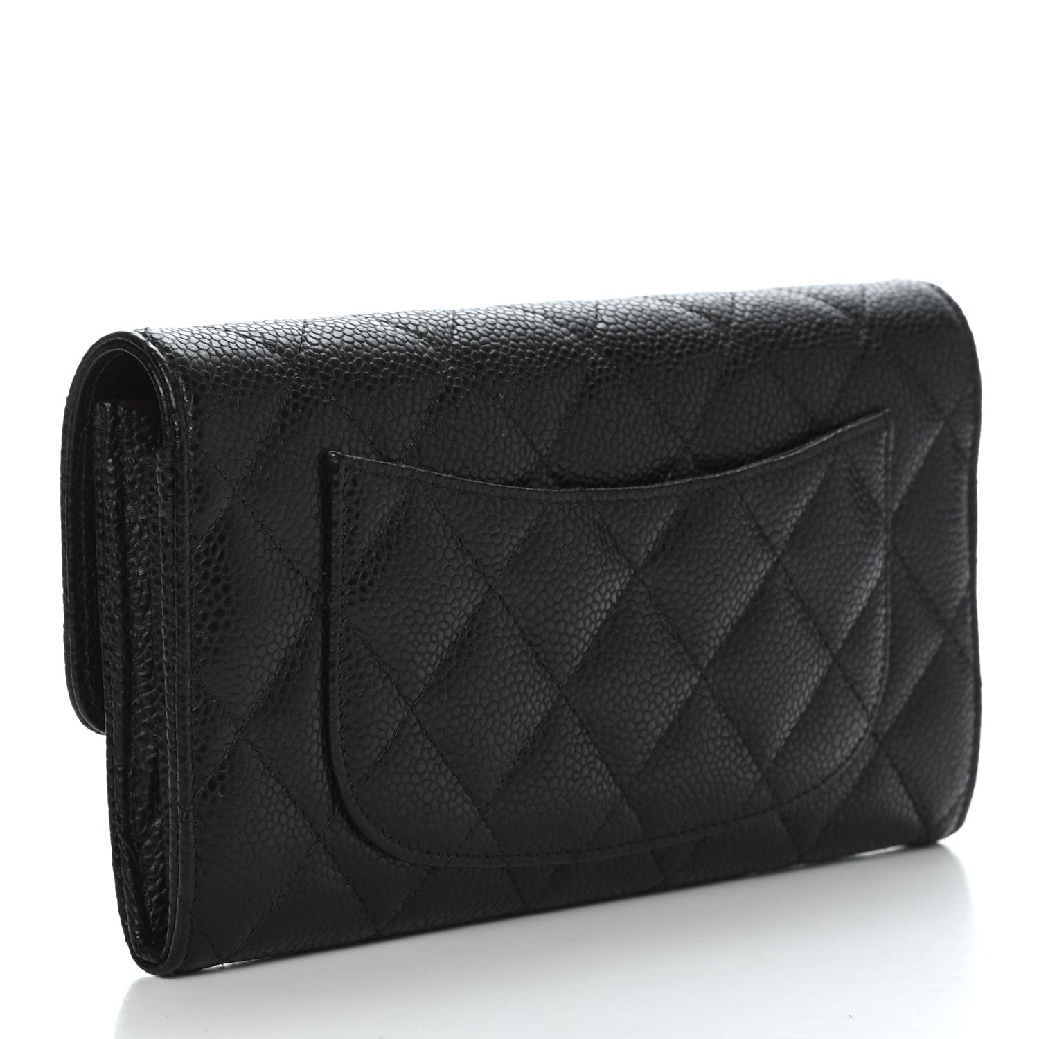 Chanel Caviar Quilted Large Flap Gusset Wallet Black 3 of 9