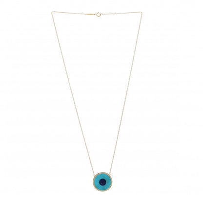 Jennifer Meyer 18K Yellow Gold Diamond Turquoise Lapis Lazuli Evil Eye Pendant Necklace 3 of 4