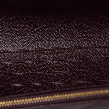 Saint Laurent Calfskin Matelasse Chevron Monogram Flap Wallet Amaranto 7 of 7