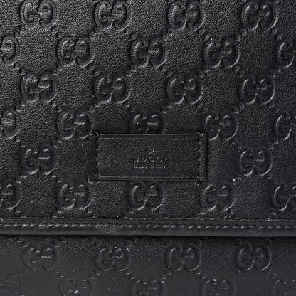 Gucci Guccissima Medium Flap Messenger Bag Black 9 of 12