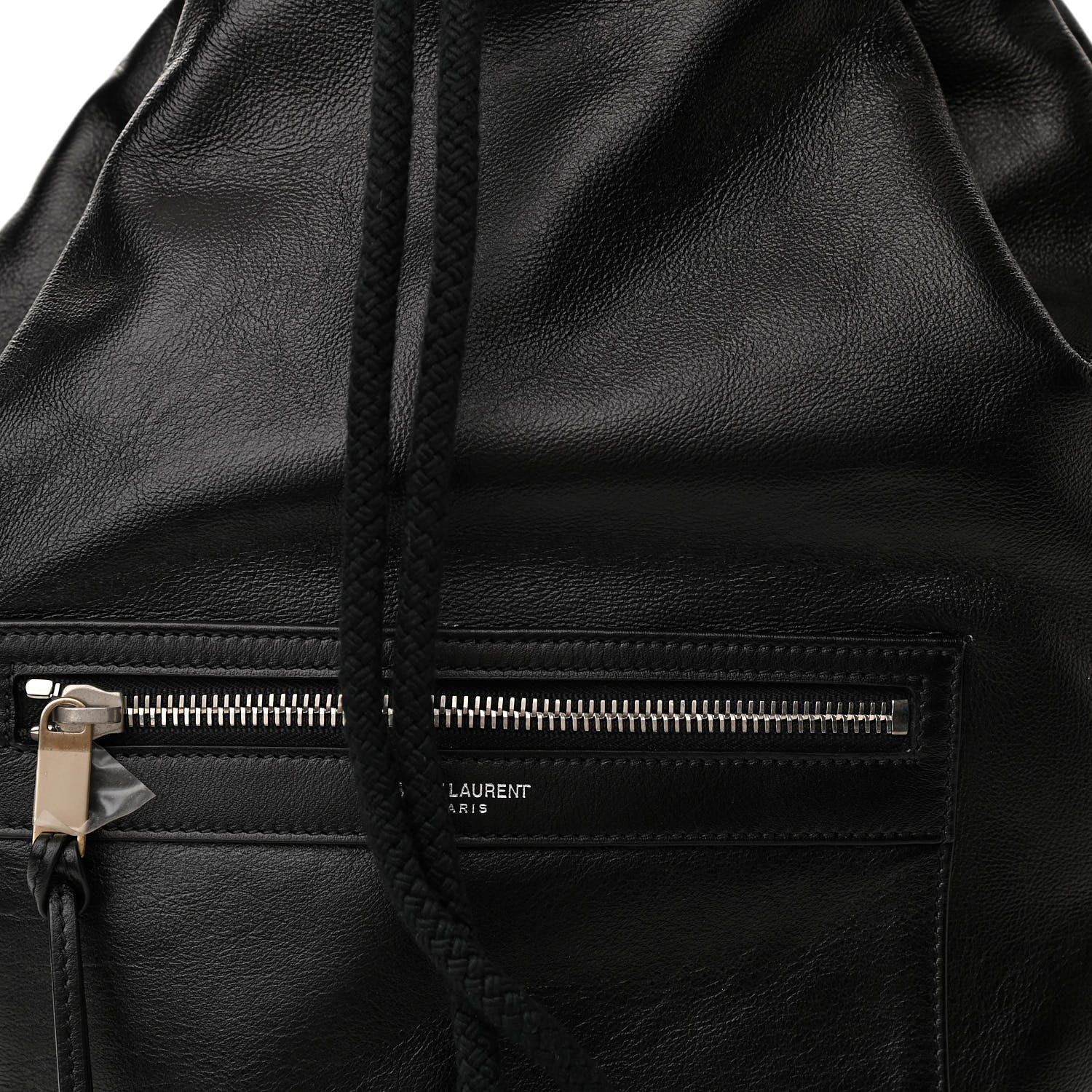 Saint Laurent Smooth Calfskin City Sailor Drawstring Backpack Black 8 of 11