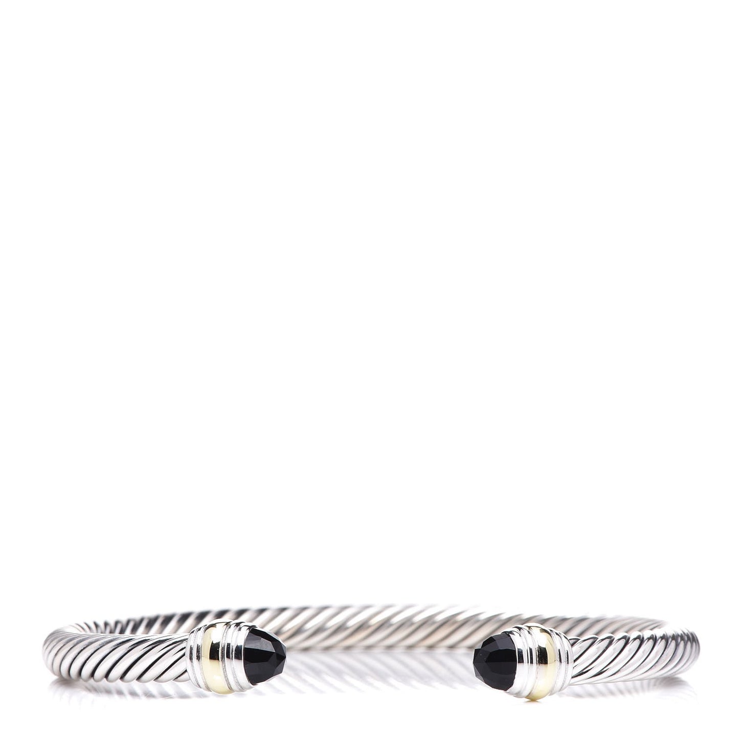 Sterling Silver 14K Yellow Gold Black Onyx 5mm Cable Classics Bracelet