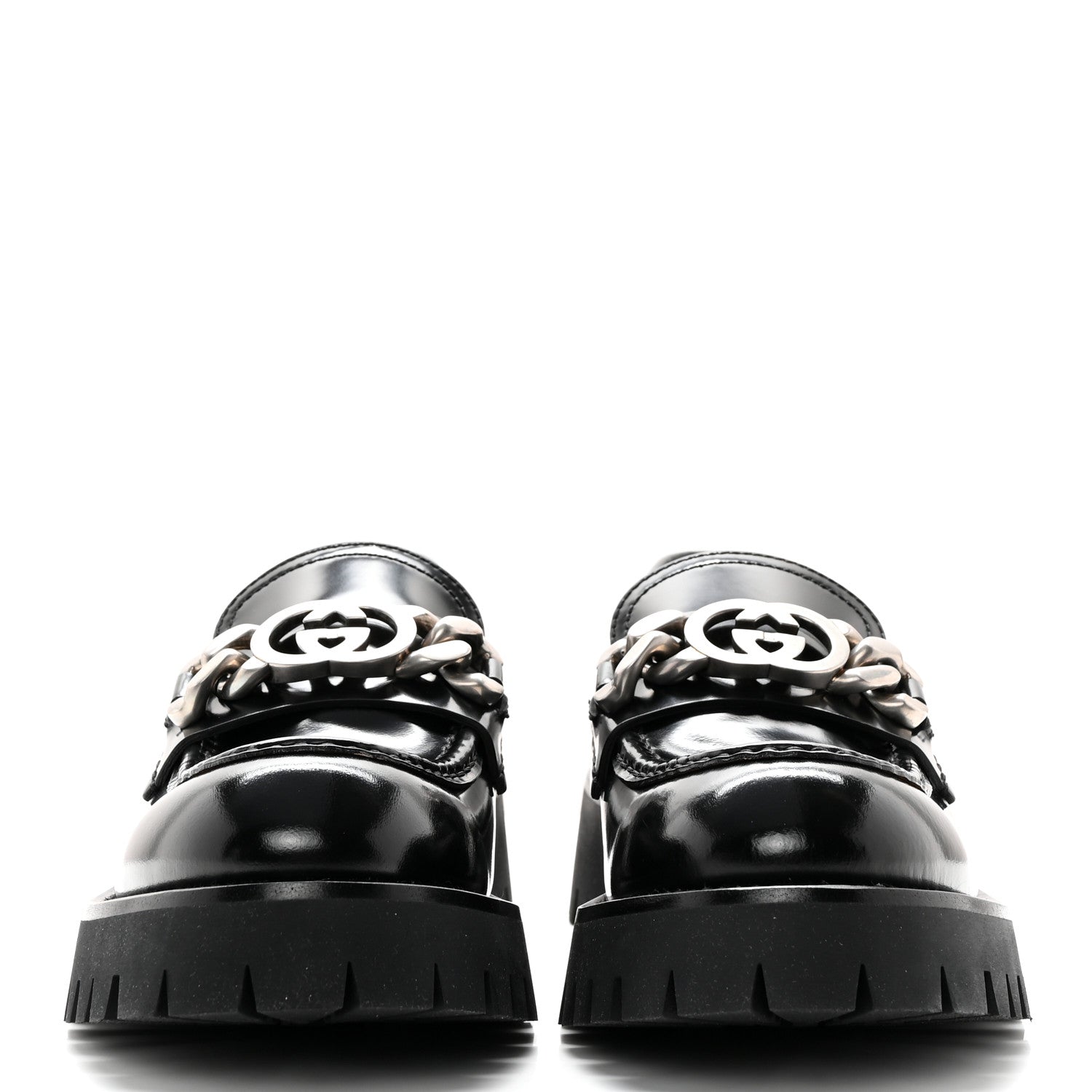 Gucci Cordovan Lux Womens Jeanne Platform Lug Sole 30/45mm Loafers 39 Black 2 of 12