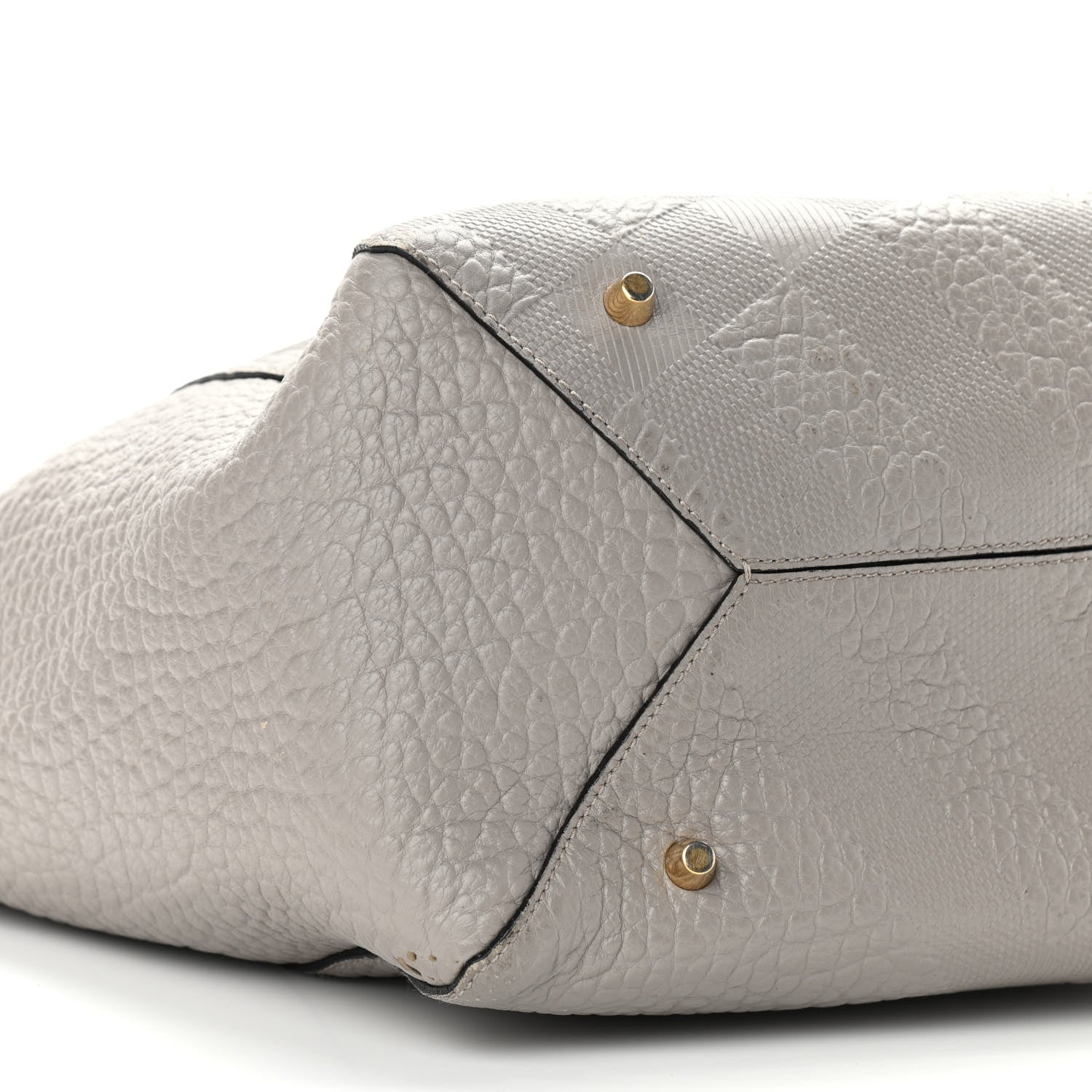 Burberry Signature Grain Calfskin Check Embossed Small Canterbury Tote Stone White 10 of 12