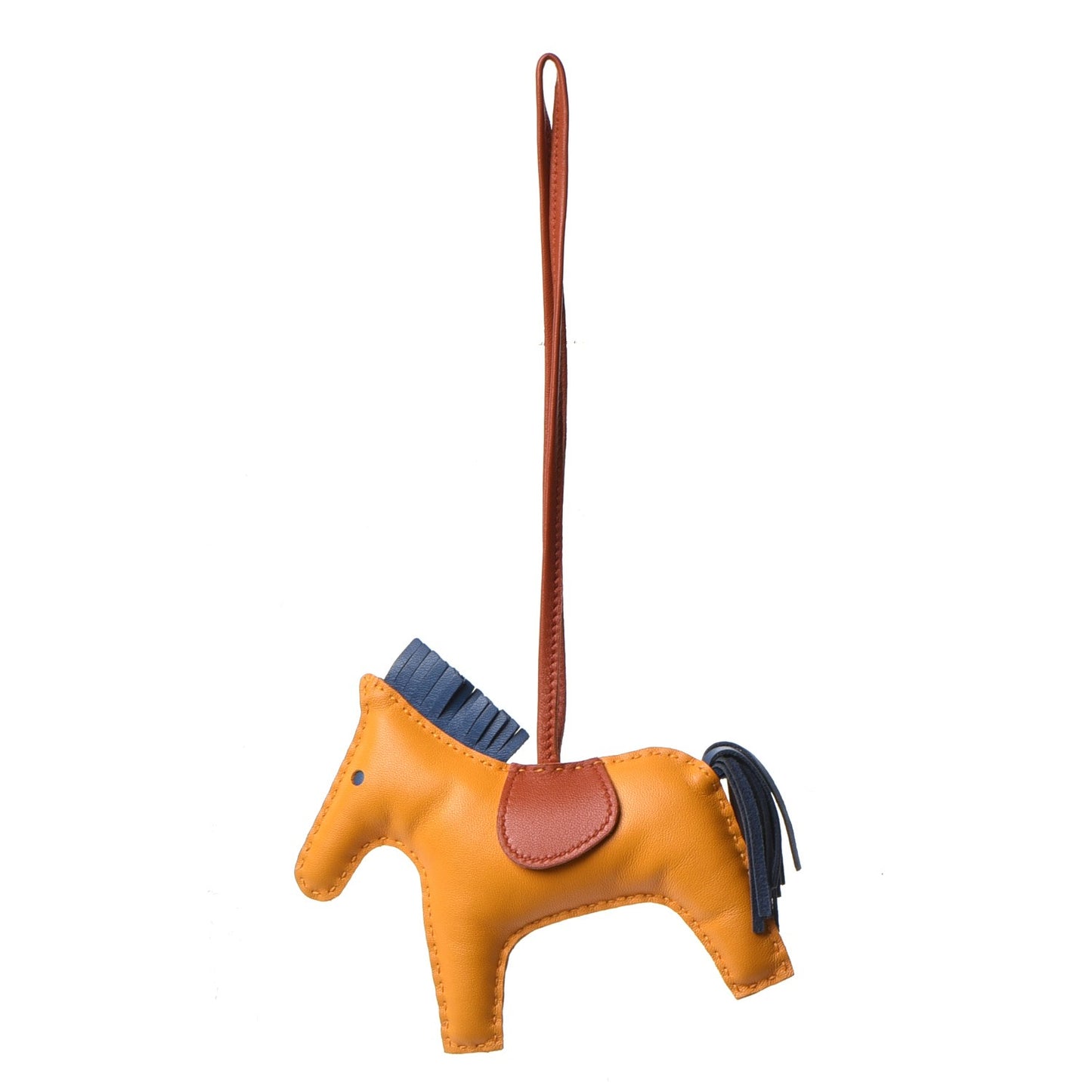 Milo Lambskin Grigri Rodeo Horse Bag Charm MM Jaune D'Or Bleu Agate Cornaline