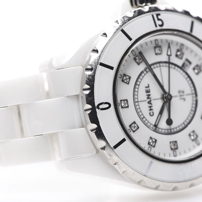 Chanel Stainless Steel Ceramic Diamond 33mm J12 Quartz Watch White 7 of 7