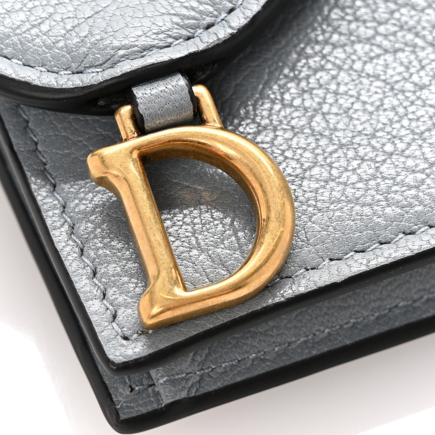 Christian Dior Goatskin Saddle Card Holder Sky Blue 8 of 9
