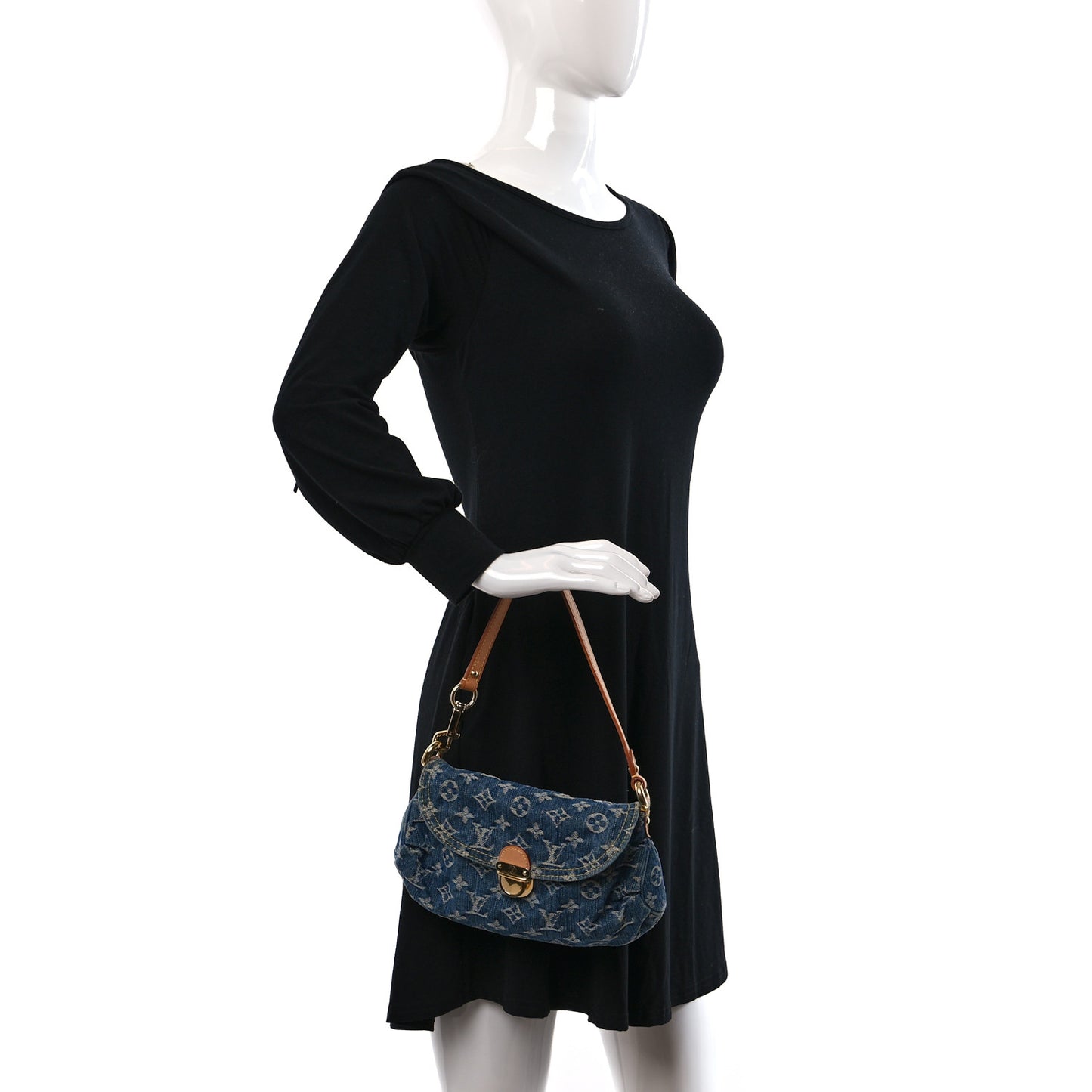 Monogram Denim Mini Pleaty Blue