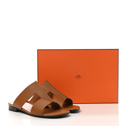 Hermes Calfskin Devise Sandals 35 Beige Dore 9 of 9