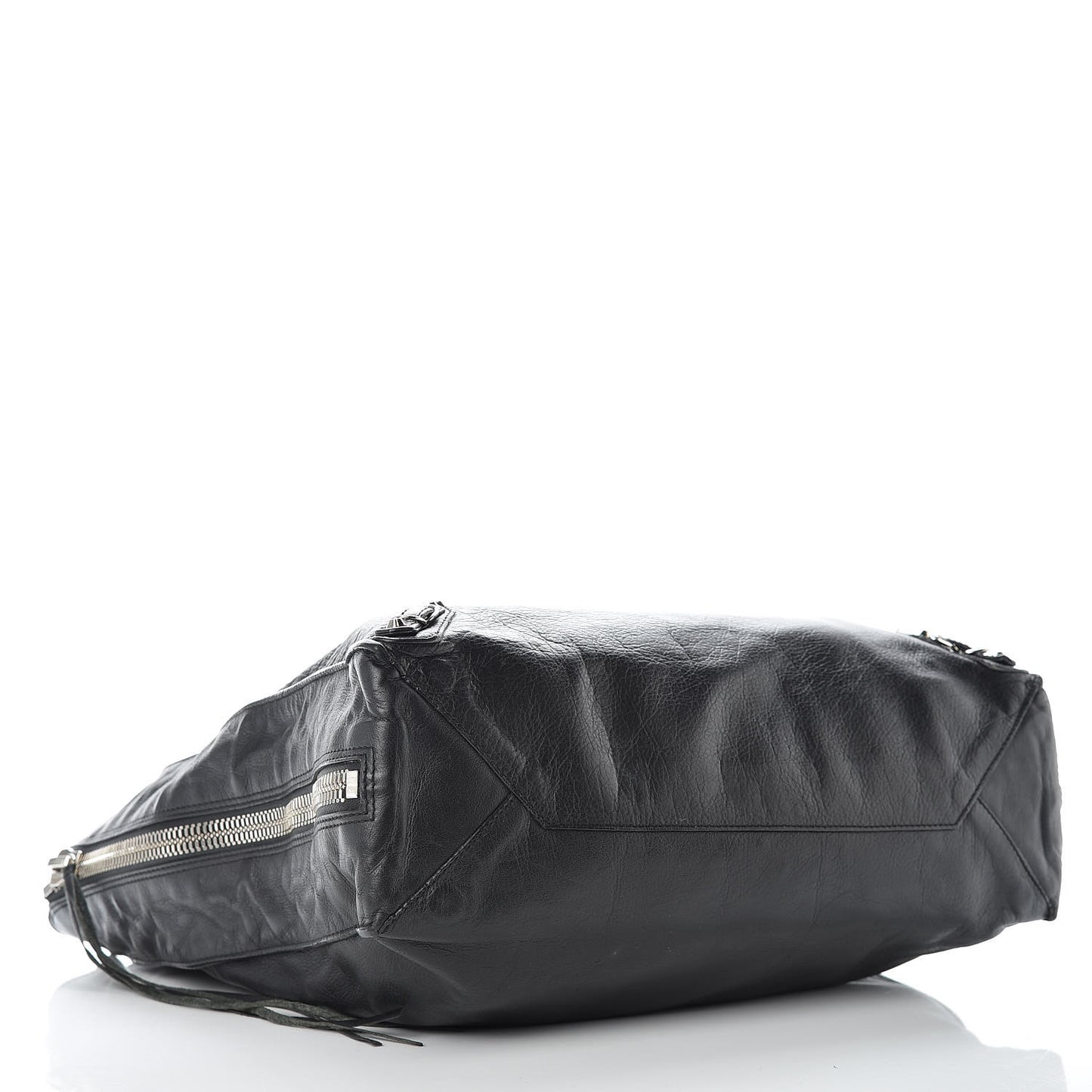 Calfskin Papier Ledger Zip Around Tote Black