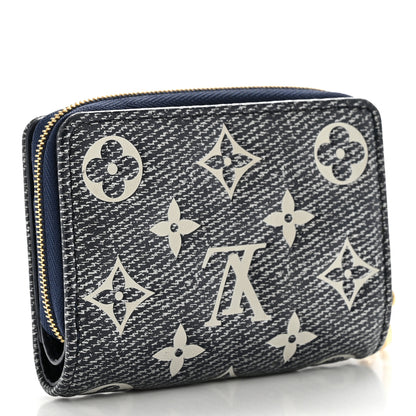 Louis Vuitton Denim Effect Lambskin Embossed Monogram Lou Coussin Wallet Navy 3 of 9
