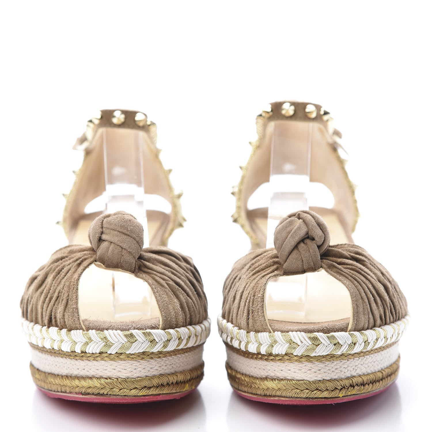 Christian Louboutin Suede Studded Madcarina Platform Sandals 40 Cappuccino 2 of 8