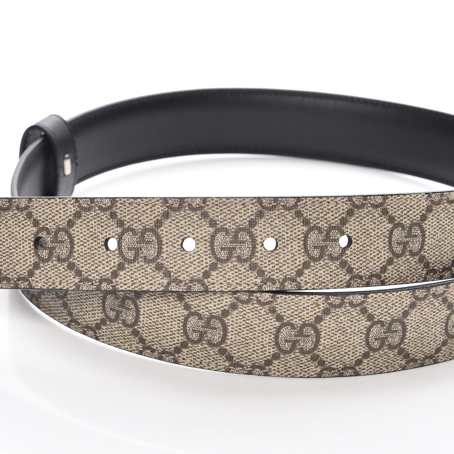 Selleria Calfskin GG Supreme Monogram Reversible 30mm Belt Black Beige Ebony