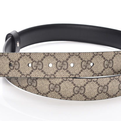 Gucci Selleria Calfskin GG Supreme Monogram Reversible 30mm Belt Black Beige Ebony 4 of 6