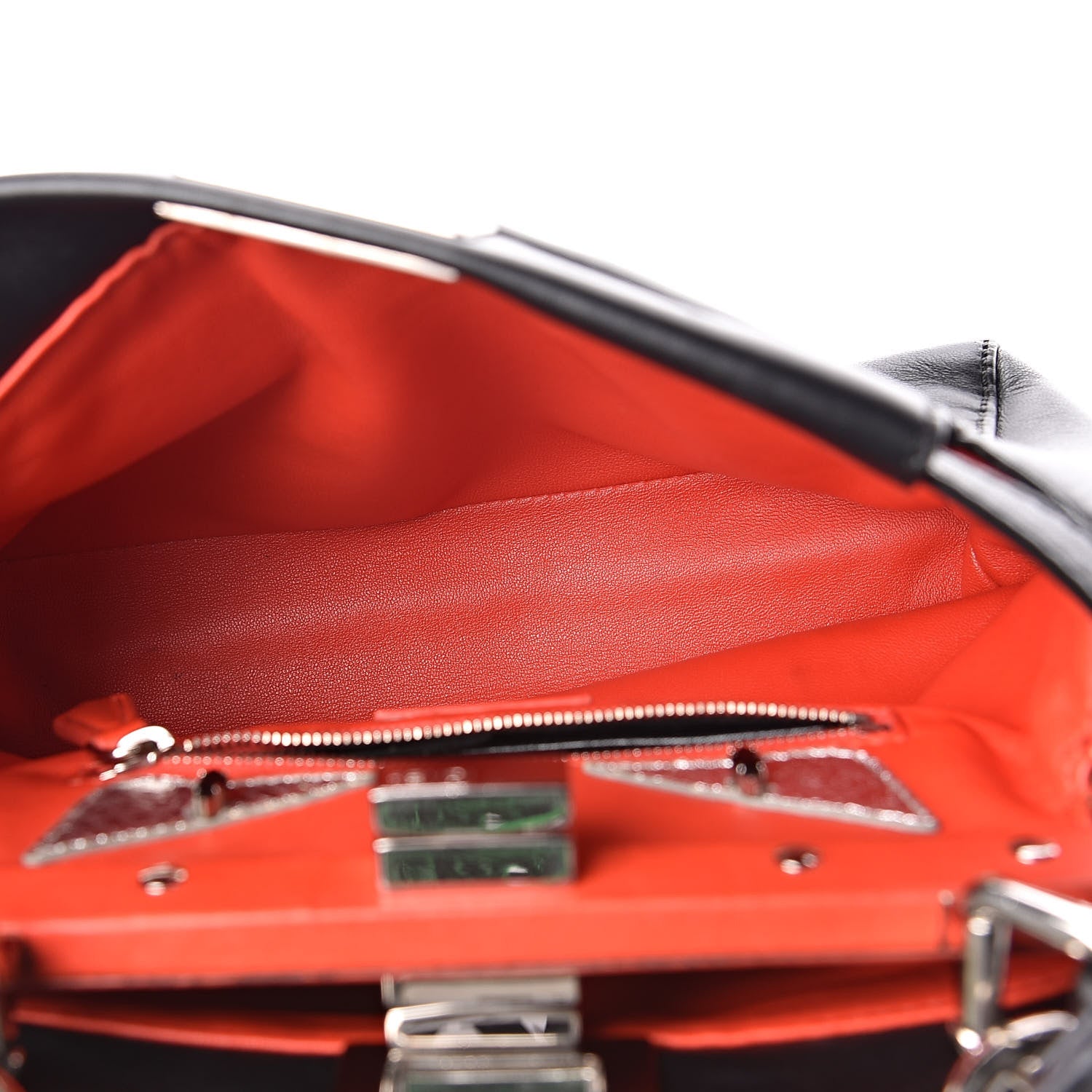 Fendi Nappa Karung Monster Eyes Mini Peekaboo Iconic Satchel Black Papavero 6 of 11